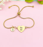 Gold Big Sis Bracelet, Dainty Heart Bracelet Gift for Sisters, Big Sis, Mid Sis, Lil Sis Option, D566B