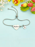 Silver Madrina Bracelet, Dainty Heart Bracelet Gift for Godmothers, Tarnish Resistant, D574S