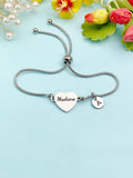 Silver Madrina Bracelet, Dainty Heart Bracelet Gift for Godmothers, Tarnish Resistant, D574S