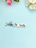 Silver Grasshopper Keychain, Initial Charm, Personalized Gift