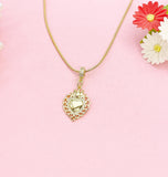Gold Mexican Milagro Flaming Heart Necklace, Sacred Holy Heart Pendant Gift for Women, SN6838