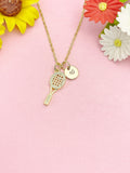 18K Gold Plated Tennis Racket Necklace, Sparkly CZ Sports Pendant Gift for Women, N7244