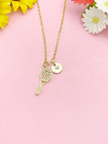 18K Gold Plated Tennis Racket Necklace, Sparkly CZ Sports Pendant Gift for Women, N7244