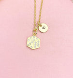 18K Gold Plated Dice Necklace, Lucky Cube Pendant Gift for Women, N7245