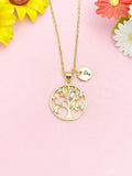 18K Gold Plated Tree Necklace, Dainty CZ Family Tree Pendant Gift for Women, N7248