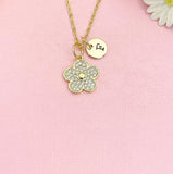 18K Gold Plated Flower Necklace, Dainty CZ Blossom Pendant Gift for Women, N7250
