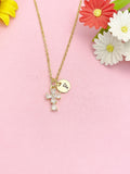 18K Gold Plated Cross Necklace, Dainty CZ Faith Pendant Gift for Women, N7251