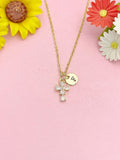 18K Gold Plated Cross Necklace, Dainty CZ Faith Pendant Gift for Women, N7251