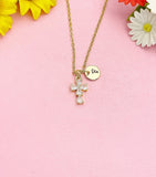 18K Gold Plated Cross Necklace, Dainty CZ Faith Pendant Gift for Women, N7251