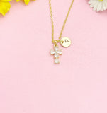 18K Gold Plated Cross Necklace, Dainty CZ Faith Pendant Gift for Women, N7251