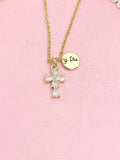 18K Gold Plated Cross Necklace, Dainty CZ Faith Pendant Gift for Women, N7251
