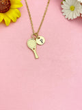 18K Gold Plated Tennis Racket Necklace, Dainty Sports Pendant Gift for Women, N7253