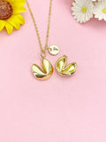 Gold Fortune Cookie Charm Necklace, Luck Jewelry, N6000
