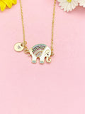 18K Gold Plated Elephant Necklace, Dainty Colorful CZ Elephant Pendant Gift for Women, N7258