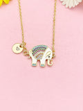 18K Gold Plated Elephant Necklace, Dainty Colorful CZ Elephant Pendant Gift for Women, N7258