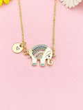 18K Gold Plated Elephant Necklace, Dainty Colorful CZ Elephant Pendant Gift for Women, N7258