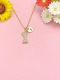 Gold Plated Bone Necklace, Dainty CZ Dog Bone Pendant Gift for Women N7259