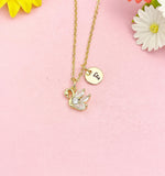 18K Gold Plated Swan Necklace, Dainty CZ Swan Pendant Gift, N7263