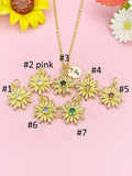 18K Gold Plated Daisy Necklace, Dainty Flower Pendant with Colorful CZ, Gift for Women, N7265