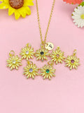18K Gold Plated Daisy Necklace, Dainty Flower Pendant with Colorful CZ, Gift for Women, N7265