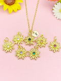 18K Gold Plated Daisy Necklace, Dainty Flower Pendant with Colorful CZ, Gift for Women, N7265