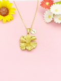 18K Gold Plated Hibiscus Necklace, Tropical Flower Pendant Gift, N7270