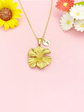 18K Gold Plated Hibiscus Necklace, Tropical Flower Pendant Gift, N7270