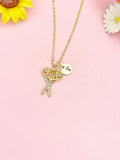 18K Gold Plated Lacrosse Necklace, Crossed Sticks Pendant Gift, N7271