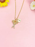 18K Gold Plated Lacrosse Necklace, Crossed Sticks Pendant Gift, N7271
