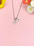 Silver Horseshoe Necklace, Lucky Pendant Gift, N7276