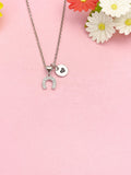 Silver Horseshoe Necklace, Lucky Pendant Gift, N7276