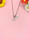 Silver Horseshoe Necklace, Lucky Pendant Gift, N7276