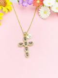18K Gold Plated Cross Light Purple Cubic Zirconia Pendant Necklace – Christian Gift Jewelry, N6860