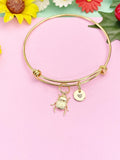 Scarab Bug Insect Charm Personized Gold Or Silver Bracelet, N4944