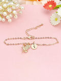 Rose Gold Eagle Bracelet, Dainty Flying Eagle Charm with Initial, B348