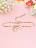 Rose Gold Eagle Bracelet, Dainty Flying Eagle Charm with Initial, B348