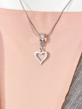 Silver Heart Necklace, Sparkling Stone Heart Pendant on 304 Stainless Steel Chain, N7283