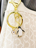 Penguin Keychain, Cute Enamel Penguin Charm with Gold Keyring, K4342