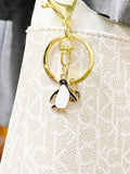 Penguin Keychain, Cute Enamel Penguin Charm with Gold Keyring, K4342
