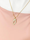 King or Queen Initial Necklace, K or Q Crown Pendant on 304 Stainless Steel Chain, N7284