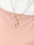 King or Queen Initial Necklace, K or Q Crown Pendant on 304 Stainless Steel Chain, N7284