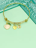 Gold Peach Charm Bracelet, Personalized Initial Bangle