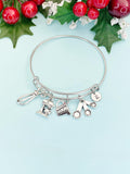 Silver Measuring Cup Mixer Hand Mixer Charm Bracelet Bangle. Baker Mother's Day Gifts Ideas, B2630