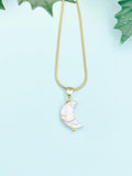 Natural Freshwater Shell Moon Necklace, Gold or Silver Crescent Pendant on 304 Stainless Steel Chain, N7285