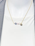 Freshwater Pearl Bar Necklace, Mixed Pearl Trio with Gold Heart Charm, N7288