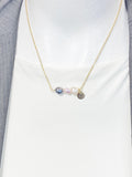 Freshwater Pearl Bar Necklace, Mixed Pearl Trio with Gold Heart Charm, N7288