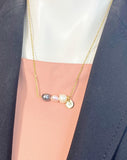 Freshwater Pearl Bar Necklace, Mixed Pearl Trio with Gold Heart Charm, N7288