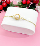 Natural Freshwater Pearl Bracelet, Gold Wire‑Wrapped Pearl on Adjustable Slider Chain, B7292