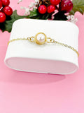 Natural Freshwater Pearl Bracelet, Gold Wire‑Wrapped Pearl on Adjustable Slider Chain, B7292