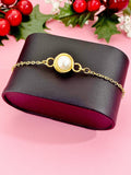 Natural Freshwater Pearl Bracelet, Gold Wire‑Wrapped Pearl on Adjustable Slider Chain, B7292